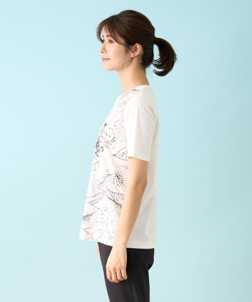 Leilian PLUS HOUSE(レリアンプラスハウス)/リーフ柄Tシャツ【ROCHAS Premiere】/img03