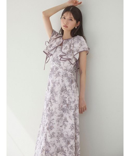 【WEB限定サイズあり】ラッフルボレロパイピングワンピース 予めご了承ください