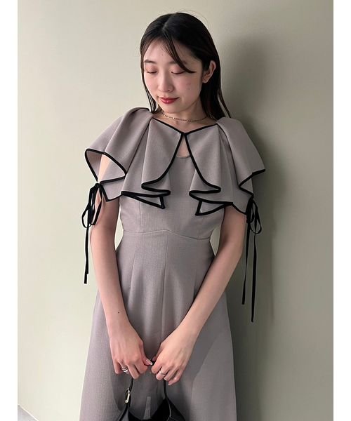 【WEB限定サイズあり】ラッフルボレロパイピングワンピース 予めご了承ください