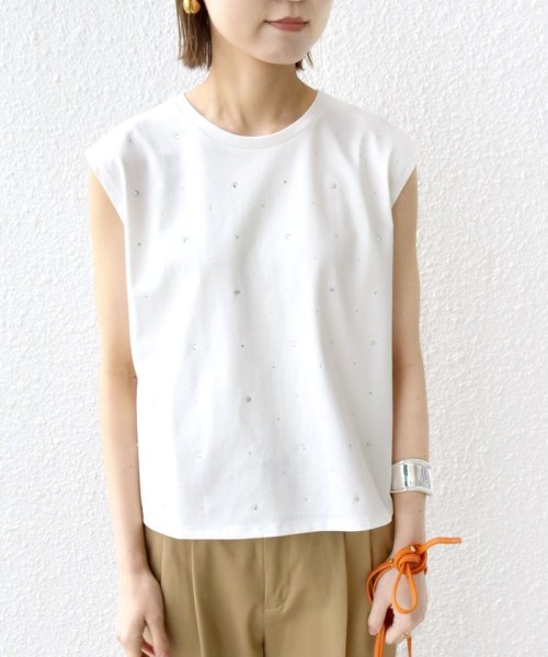 SHIPS WOMEN(シップス　ウィメン)/* 〈手洗い可能〉ラインストーン ノースリーブ TEE ◇/img14