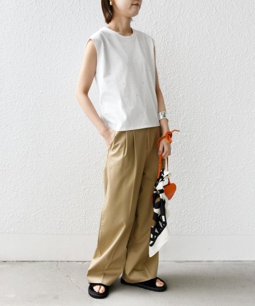 SHIPS WOMEN(シップス　ウィメン)/* 〈手洗い可能〉ラインストーン ノースリーブ TEE ◇/img16