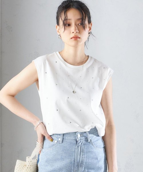 SHIPS WOMEN(シップス　ウィメン)/* 〈手洗い可能〉ラインストーン ノースリーブ TEE ◇/img27