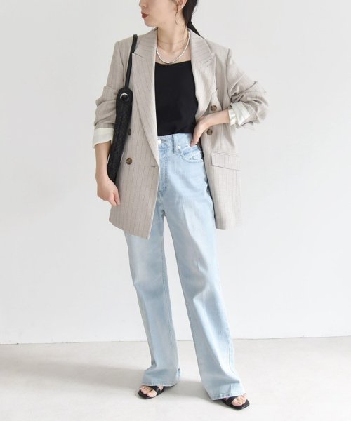 quaranciel:〈手洗い可能〉ストライプ テーラード ジャケット（セットアップ対応） quaranciel