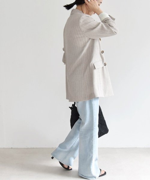 quaranciel:〈手洗い可能〉ストライプ テーラード ジャケット（セットアップ対応） quaranciel