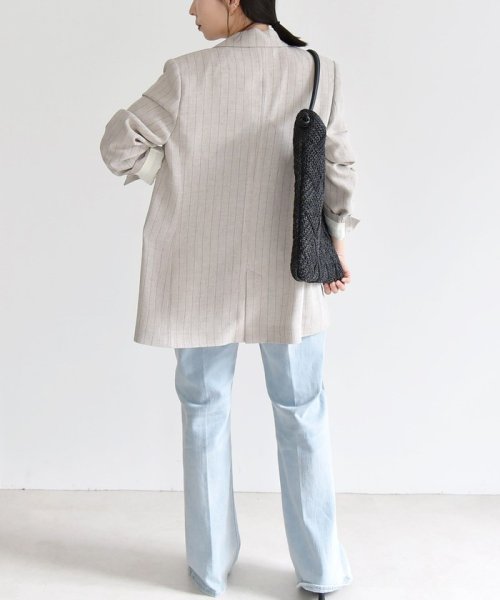 quaranciel:〈手洗い可能〉ストライプ テーラード ジャケット（セットアップ対応） quaranciel