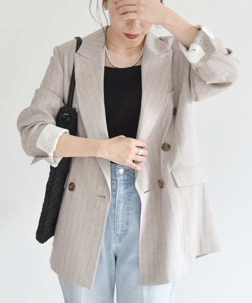 quaranciel:〈手洗い可能〉ストライプ テーラード ジャケット（セットアップ対応） quaranciel