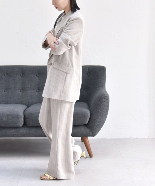 quaranciel:〈手洗い可能〉ストライプ テーラード ジャケット（セットアップ対応） quaranciel