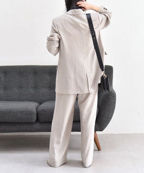 quaranciel:〈手洗い可能〉ストライプ テーラード ジャケット（セットアップ対応） quaranciel