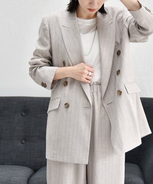 quaranciel:〈手洗い可能〉ストライプ テーラード ジャケット（セットアップ対応） quaranciel