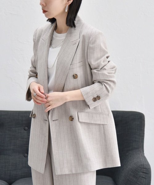 quaranciel:〈手洗い可能〉ストライプ テーラード ジャケット（セットアップ対応） quaranciel