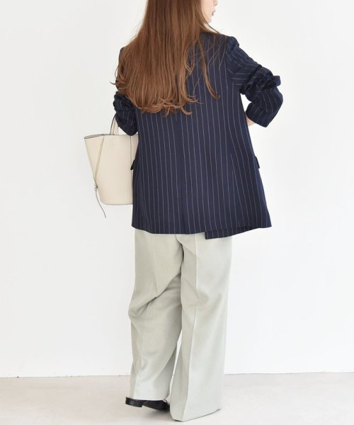 quaranciel:〈手洗い可能〉ストライプ テーラード ジャケット（セットアップ対応） quaranciel