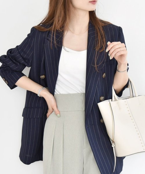 quaranciel:〈手洗い可能〉ストライプ テーラード ジャケット（セットアップ対応） quaranciel