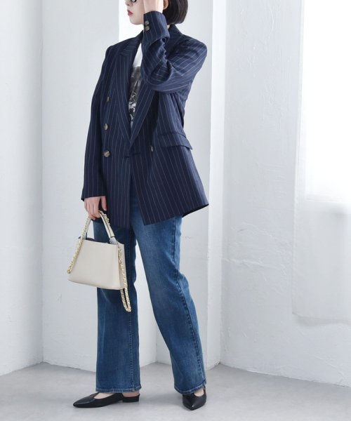 quaranciel:〈手洗い可能〉ストライプ テーラード ジャケット（セットアップ対応） quaranciel