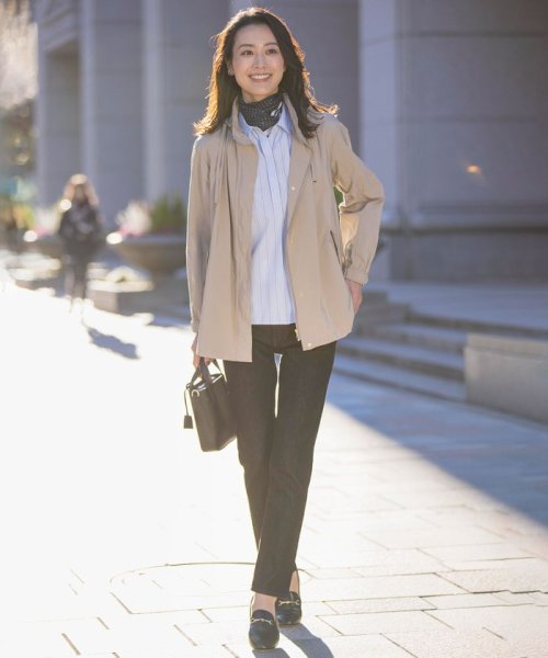 【洗える・撥水】マイクロタフタ フーデッド ショート コート  G1900290816(14414円)