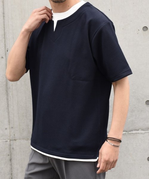 SHIPS any MEN(シップス　エニィ　メン)/*SHIPS any: キーネック ジャカード フェイクレイヤード Tシャツ◇/img20