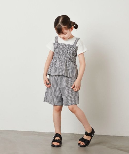 a.v.v(KID'S)(アー・ヴェ・ヴェキッズ)/[100－130]【セットアップ対応】シャーリングキャミドッキングトップス/img12