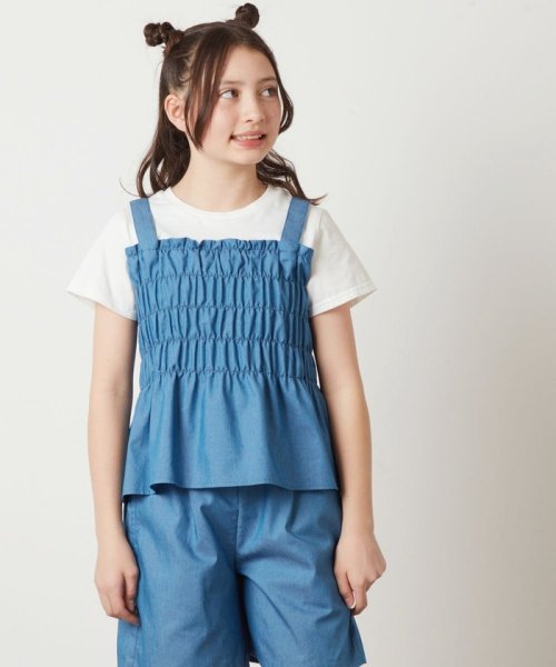 a.v.v(KID'S)(アー・ヴェ・ヴェキッズ)/[100－130]【セットアップ対応】シャーリングキャミドッキングトップス/img21