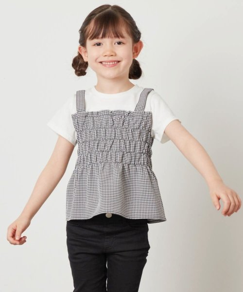 a.v.v(KID'S)(アー・ヴェ・ヴェキッズ)/[140－150]【セットアップ対応】シャーリングキャミドッキングトップス/img09