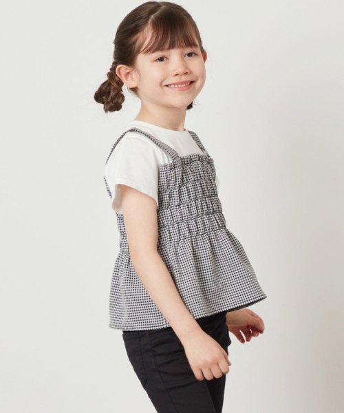 a.v.v(KID'S)(アー・ヴェ・ヴェキッズ)/[140－150]【セットアップ対応】シャーリングキャミドッキングトップス/img10