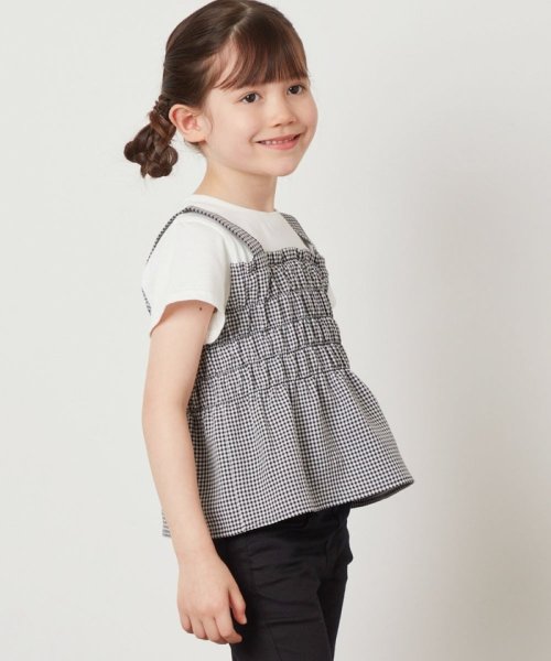 a.v.v(KID'S)(アー・ヴェ・ヴェキッズ)/[140－150]【セットアップ対応】シャーリングキャミドッキングトップス/img13