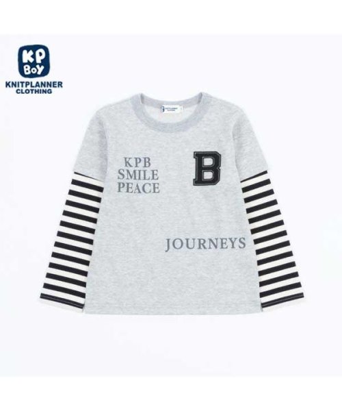 KP BOY(ケーピーボーイ)/KPBOY(ケーピーボーイ)【日本製】ボーダーレイヤード風ロゴ刺?接結長袖Tシャツ(100～130)/img05