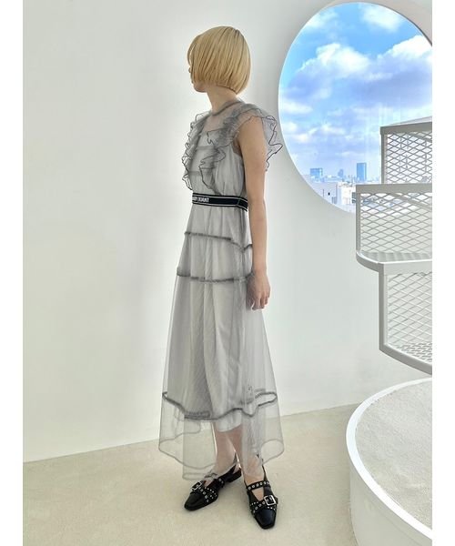 【LILY BROWN×MARY QUANT】ロゴベルト付きシアーワンピース QUANT LILY BROWN×MARY 6cm 長さ63cm 巾3