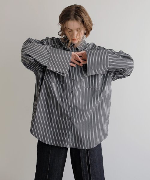 MIELI INVARIANT(ミエリ インヴァリアント)/Stripe Wide Shirt/img08