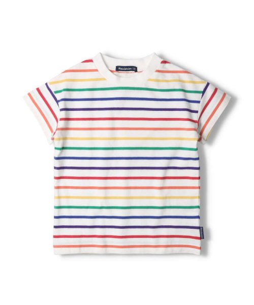 子供服】 moujonjon (ムージョンジョン) カラフルボーダー半袖Tシャツ 