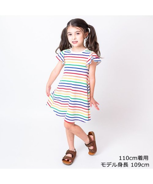 moujonjon(ムージョンジョン)/【子供服】 moujonjon (ムージョンジョン)  カラフルボーダー半袖ワンピース 80cm～140cm M42308/img08