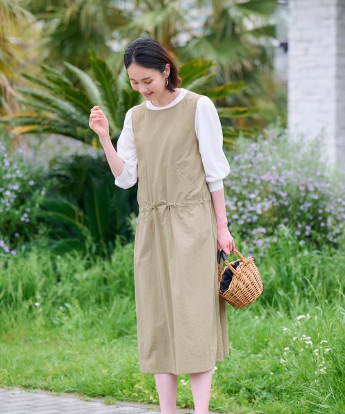 【撥水 洗える】ウエストドロストジャンパースカート 