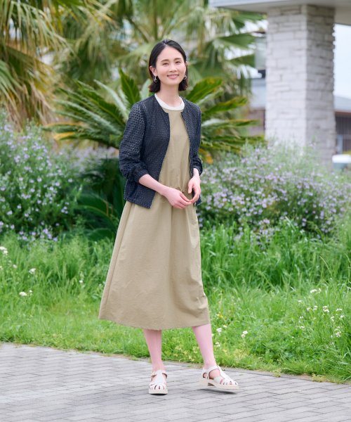 【撥水 洗える】ウエストドロストジャンパースカート 
