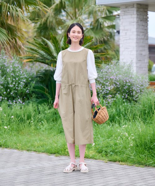 【撥水 洗える】ウエストドロストジャンパースカート 