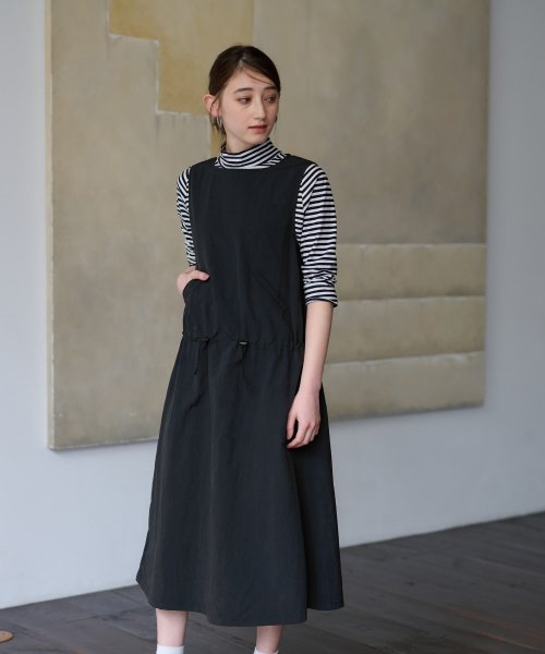 【撥水 洗える】ウエストドロストジャンパースカート 