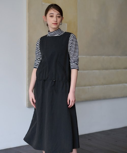 【撥水 洗える】ウエストドロストジャンパースカート 