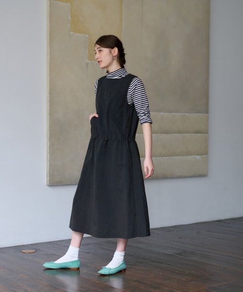 【撥水 洗える】ウエストドロストジャンパースカート 