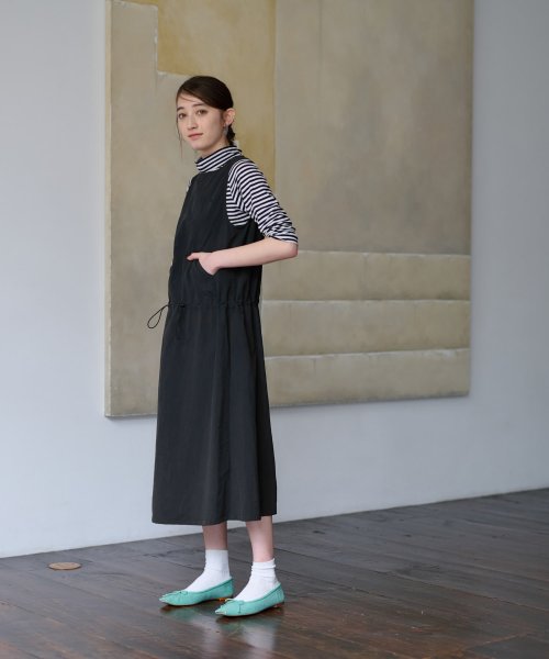 【撥水 洗える】ウエストドロストジャンパースカート 