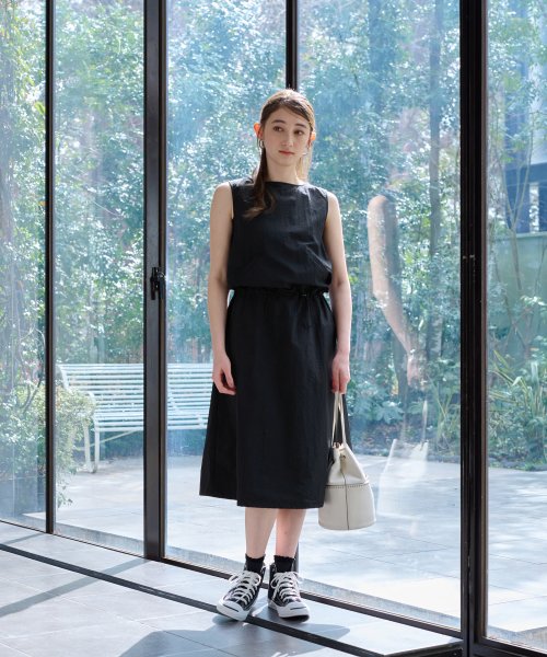 【撥水 洗える】ウエストドロストジャンパースカート 