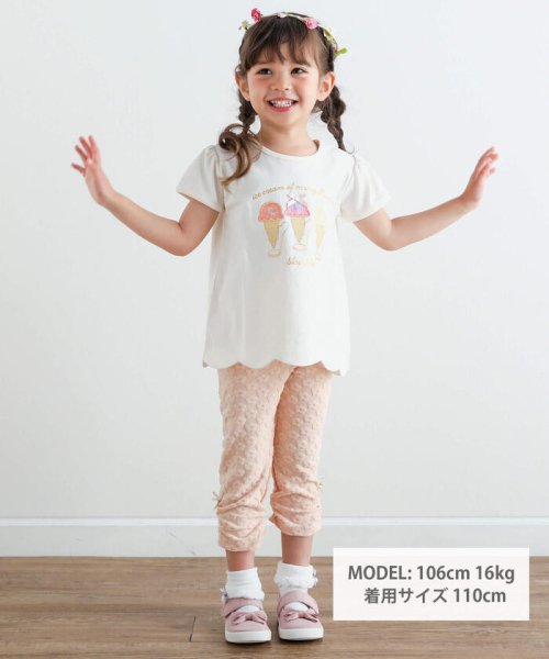 SLAP SLIP(スラップスリップ)/シャカシャカキラキラアイスクリームモチーフスカラップ裾半袖Tシャツ(80~130/img01