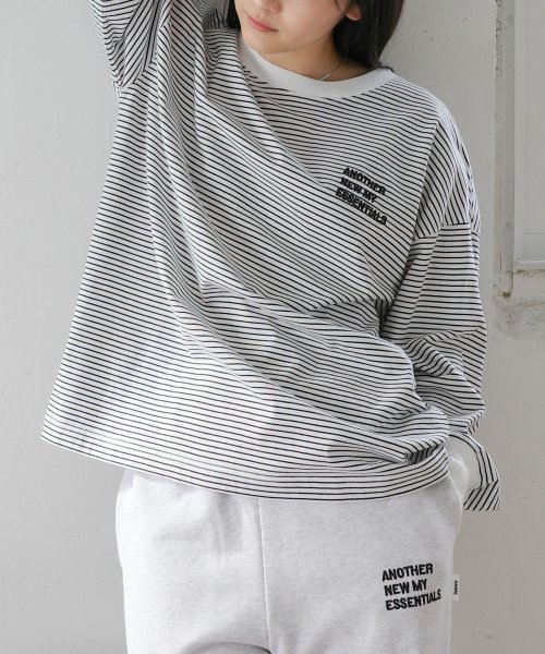 ANME(アンメ)/ANMEロゴ刺繍入り ボーダー 長袖 Tシャツ/img02