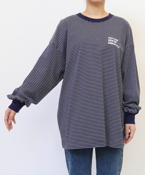 ANME(アンメ)/ANMEロゴ刺繍入り ボーダー 長袖 Tシャツ/img15