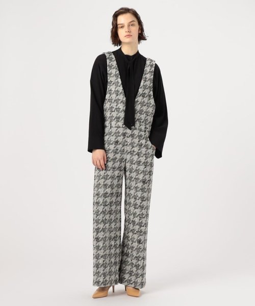 ハウンドトゥースブークレーツイード サロペット 