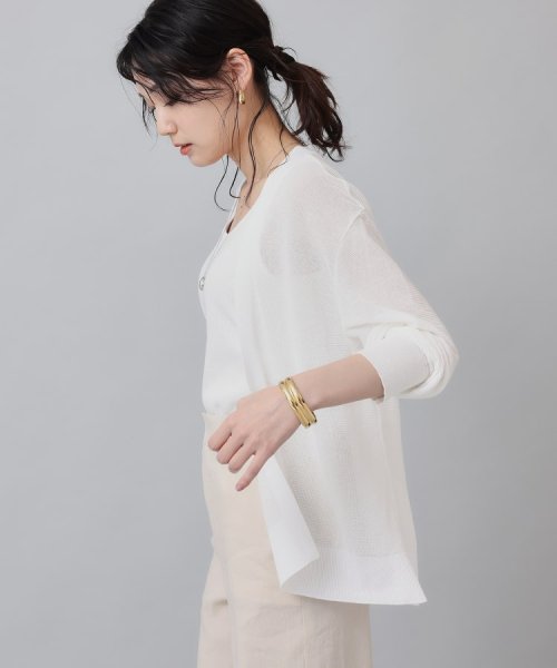 【清涼感／春夏素材】ガーター編み着流しカーディガン 