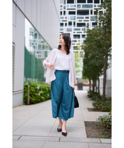 【清涼感／春夏素材】ガーター編み着流しカーディガン 