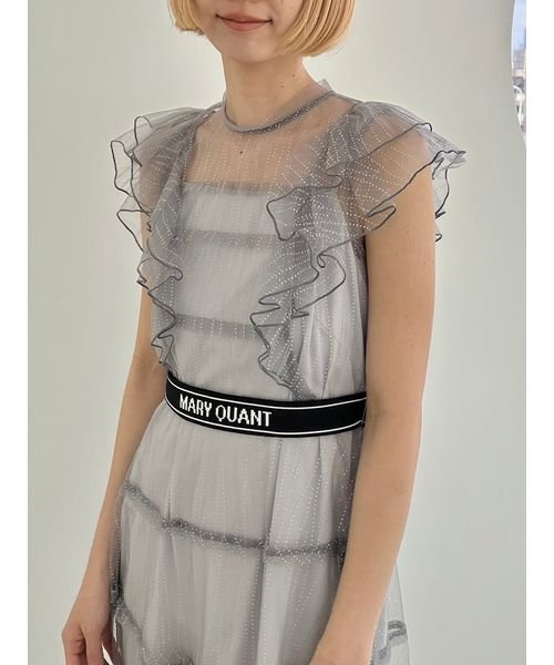 【LILY BROWN×MARY QUANT】ロゴベルト付きシアーワンピース QUANT LILY BROWN×MARY 6cm 長さ63cm 巾3