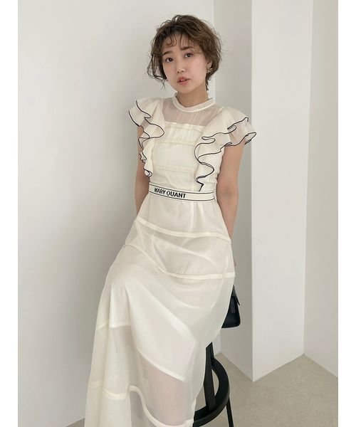 【LILY BROWN×MARY QUANT】ロゴベルト付きシアーワンピース QUANT LILY BROWN×MARY 6cm 長さ63cm 巾3