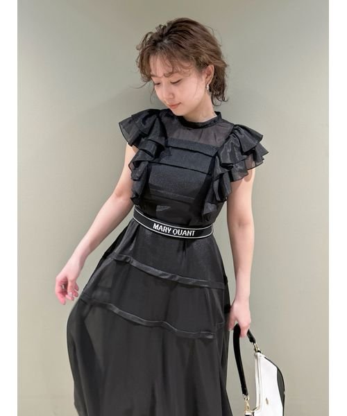 【LILY BROWN×MARY QUANT】ロゴベルト付きシアーワンピース QUANT LILY BROWN×MARY 6cm 長さ63cm 巾3