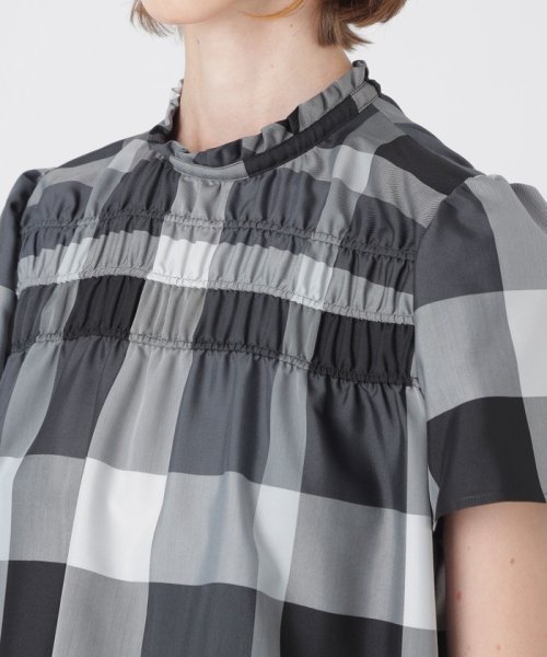 クレストブリッジチェッククロッシングツイルシャーリングブラウス 