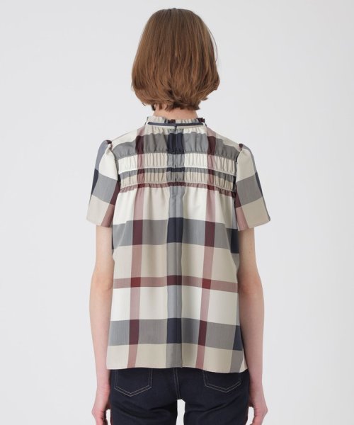 クレストブリッジチェッククロッシングツイルシャーリングブラウス 