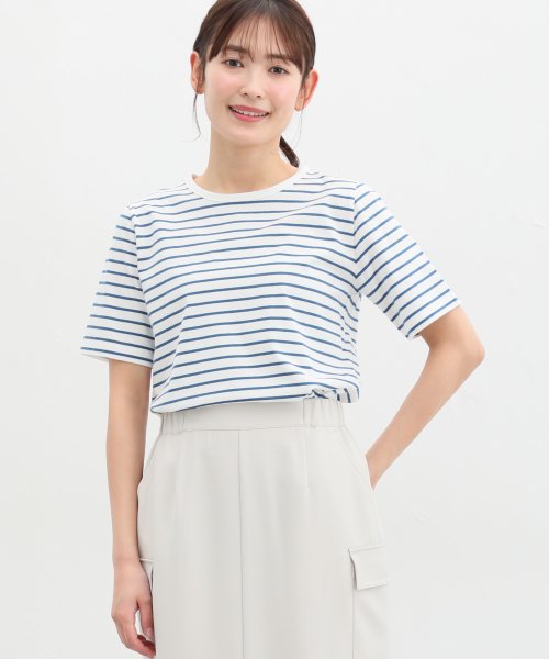 Honeys(ハニーズ)/半袖ボーダーＴシャツ トップス Tシャツ 半袖 綿100％ UVカット インナー ボーダー /img04