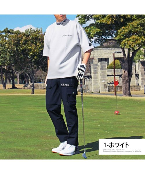 TopIsm(トップイズム)/ゴルフウェア モックネックシャツ メンズ GIORNO SEVEN ジョルノセブン ワイドシルエット ハイネック ゴルフ 接触冷感 ストレッチ 半袖 ロゴ/img04